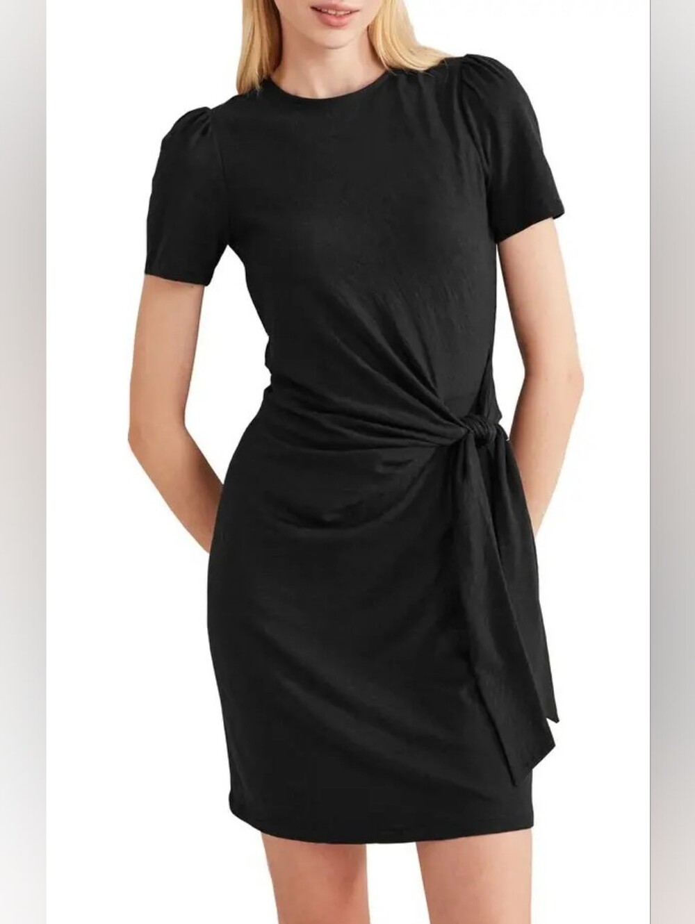 Boden Black Zinnia Tie Ponte Short Dress Sz 8P NWT